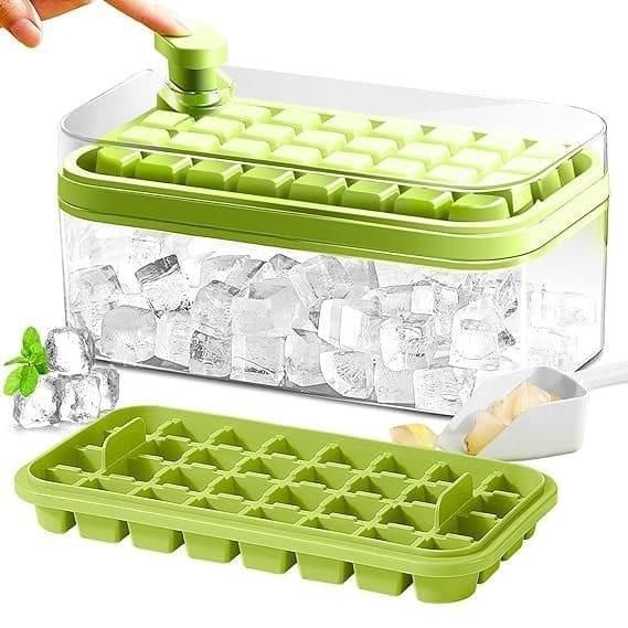 Silicone 2 Layer Ice Cube Trays With Storage Box & Ice Scoop