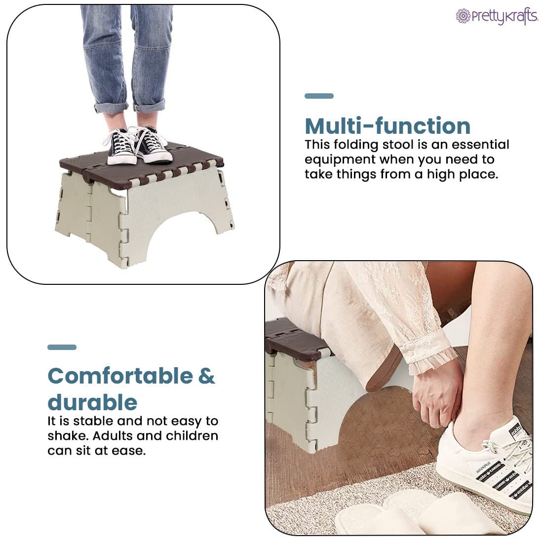 7 Inches Super Strong Folding Step Stool for Adults and Kids, Kitchen Stepping Stools, Garden Step Stool Kitchen Stool